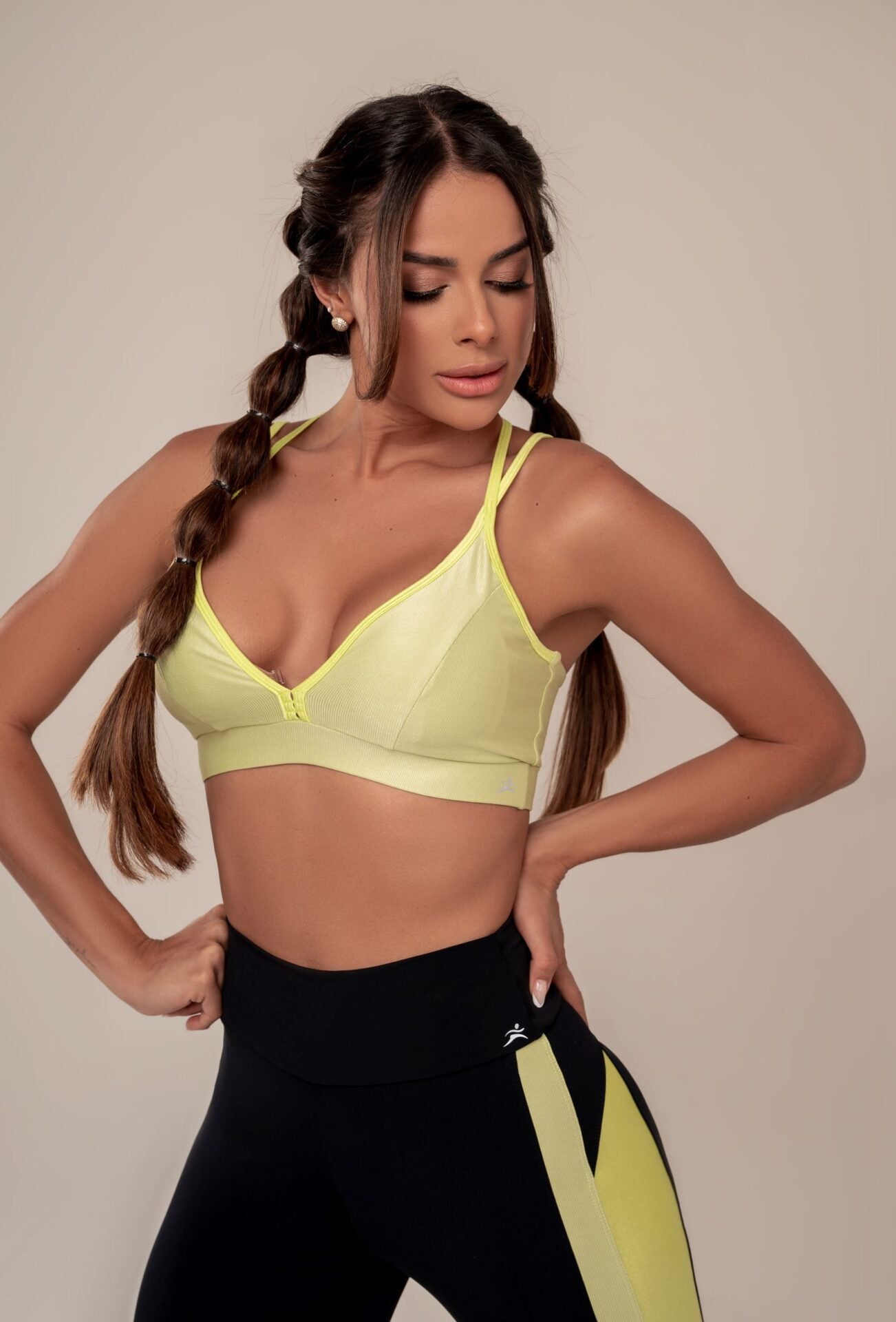 Baby Boss Bra and Leggings Set - Black and Lime | Fitnessee