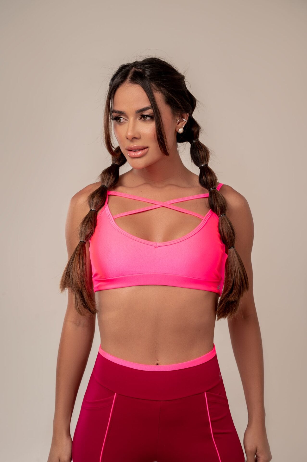 Blossom Bra and Leggings Set Red & Shocking Pink | Fitnessee