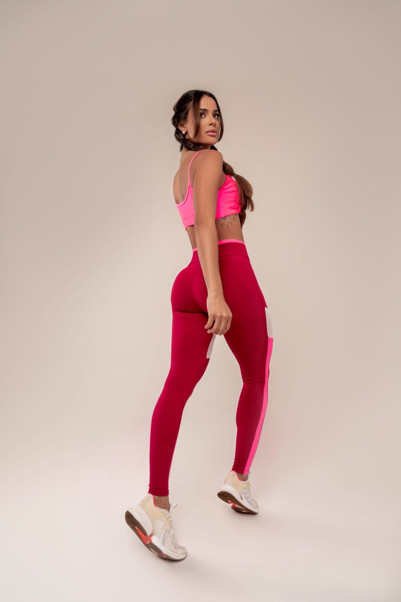 Blossom Bra and Leggings Set Red & Shocking Pink | Fitnessee