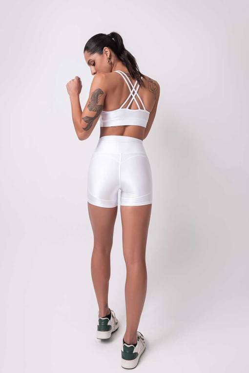 Cami White Shorts and Bra Set | Fitnessee