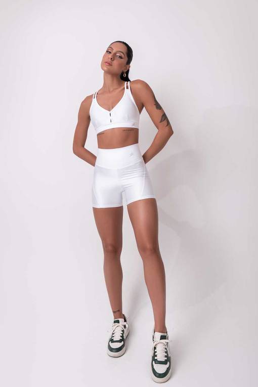 Cami White Shorts and Bra Set | Fitnessee
