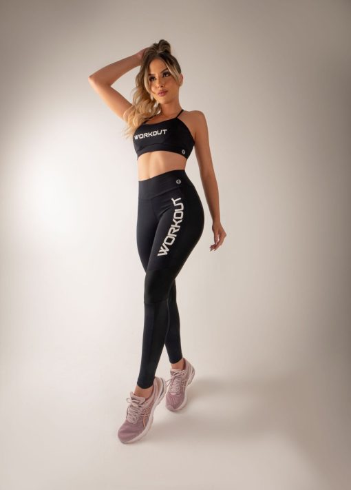 Workout Bra and Leggings Set - Black | Fitnessee