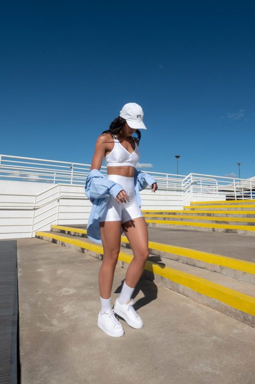 Cami White Shorts and Bra Set | Fitnessee