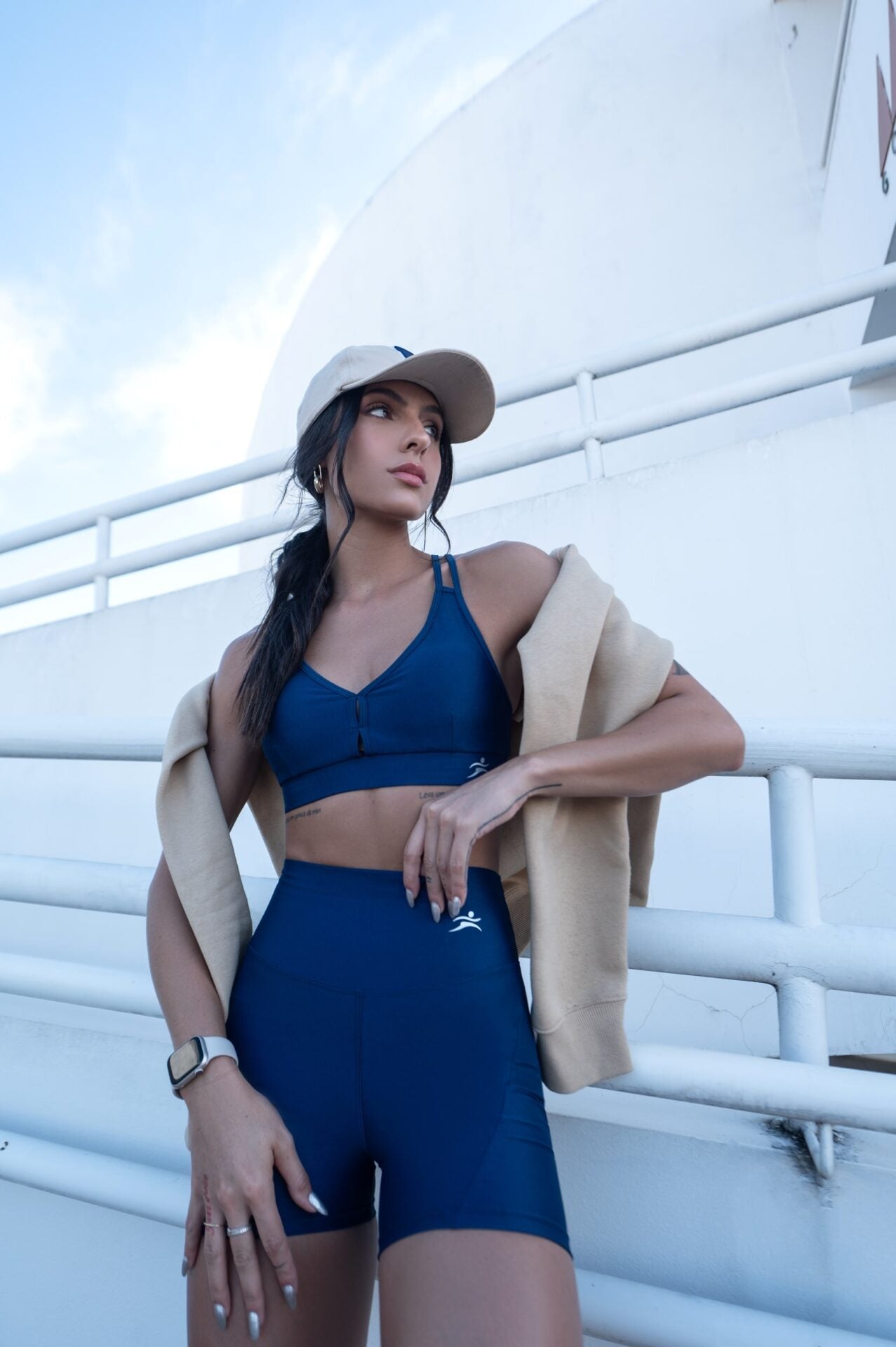 Cami Navy Shorts and Bra Set | Fitnessee