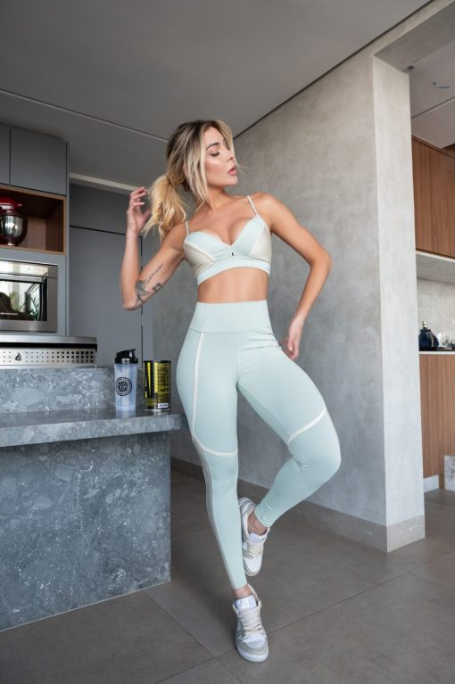 Nicole Bra and Leggings Set - Tea Green | Fitnessee