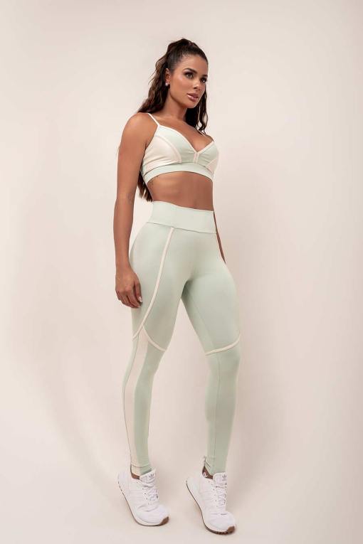 Nicole Bra and Leggings Set - Tea Green | Fitnessee